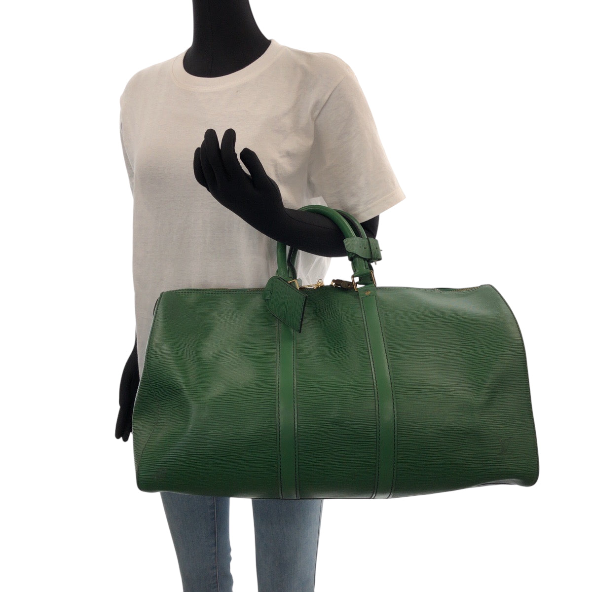 15630
LOUIS VUITTON ルイヴィトン エピ キーポル45 男女兼用 ボルネオグリーン ゴールド金具 エピレザー M42974 ボストンバッグ ハンドバッグ  レディース