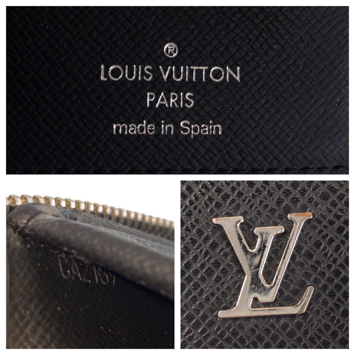 15631
 LOUIS VUITTON Taiga Zippy Wallet Vertical Black Silver Hardware Leather M30317 Long Wallet Men's