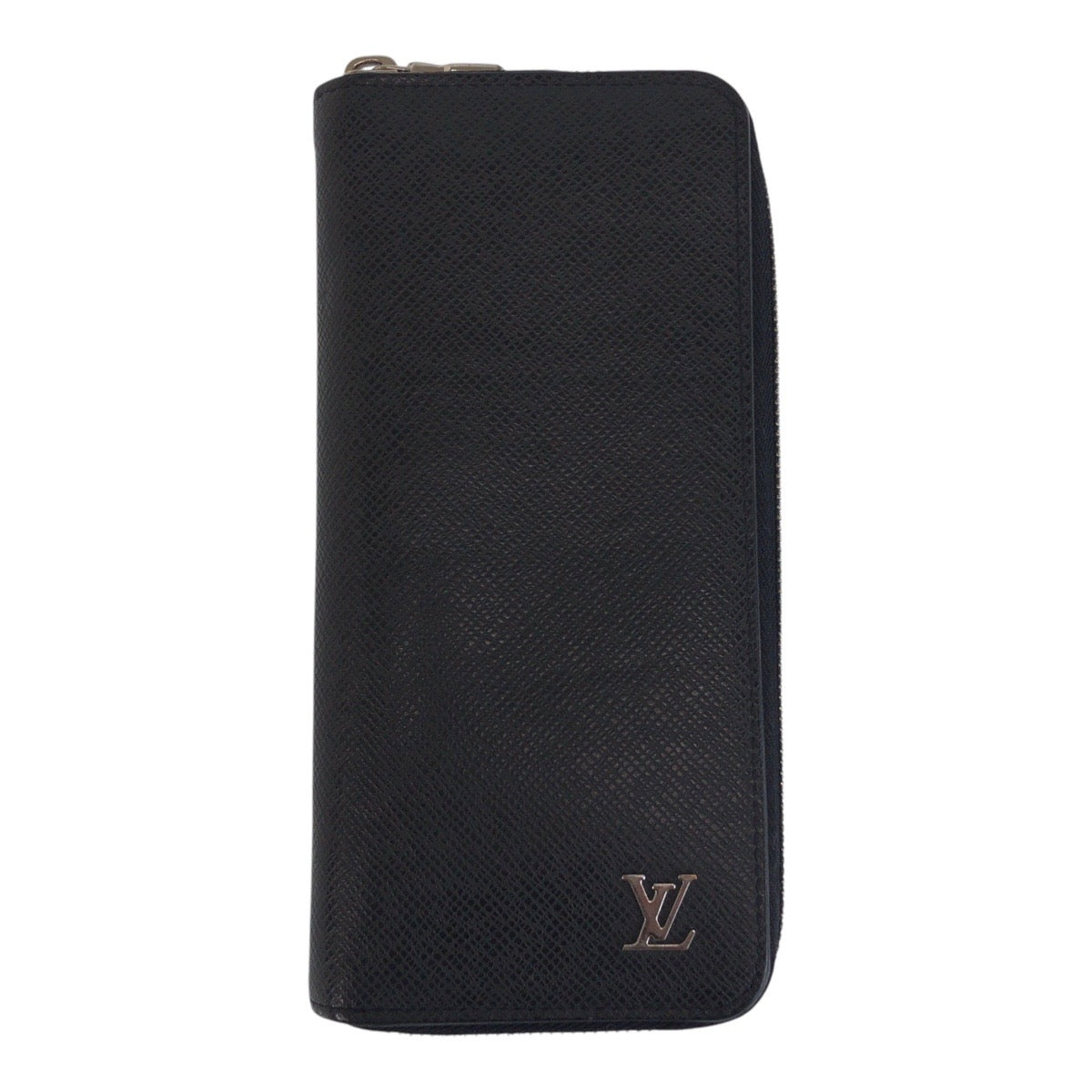 15631
 LOUIS VUITTON Taiga Zippy Wallet Vertical Black Silver Hardware Leather M30317 Long Wallet Men's