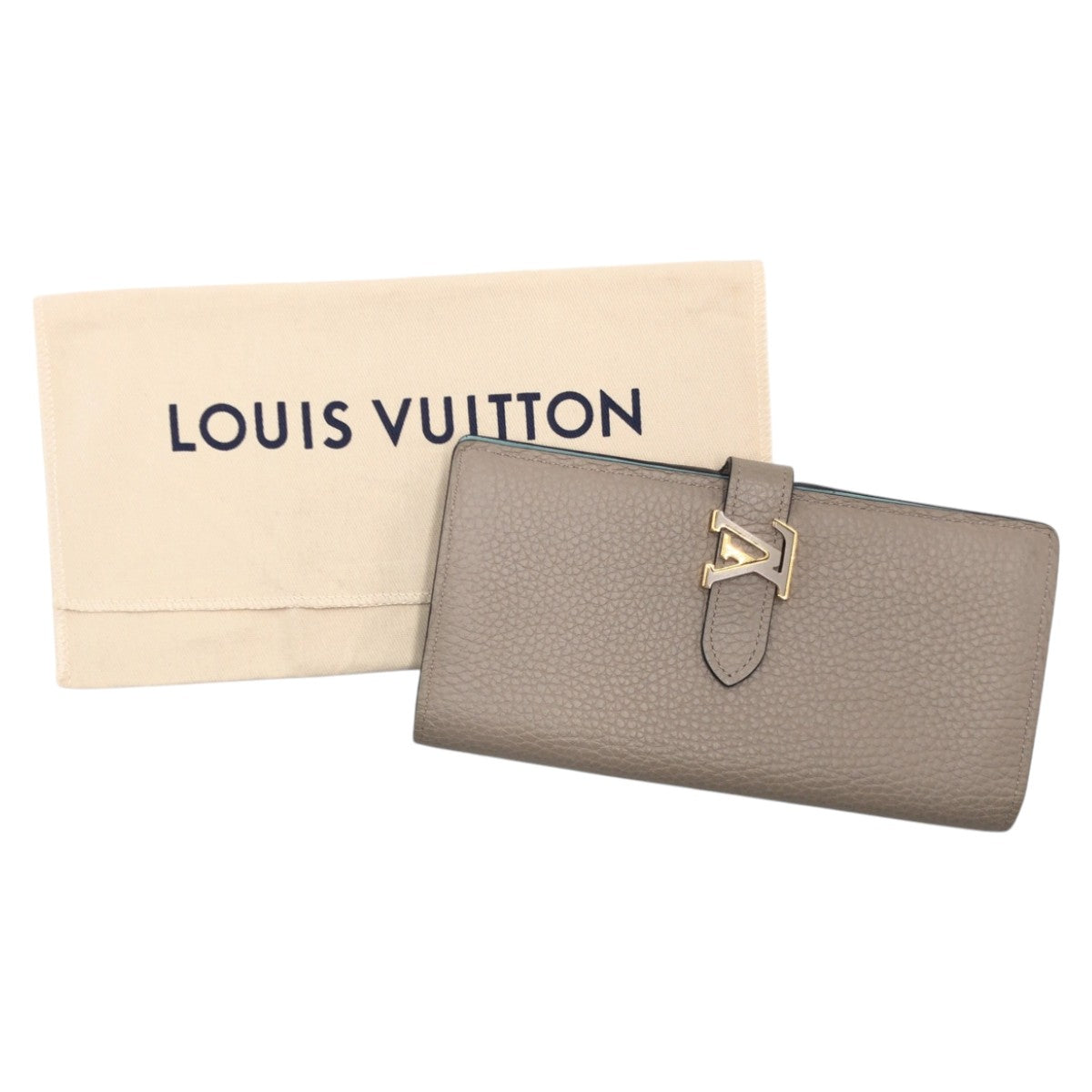 15633
 LOUIS VUITTON LV Vertical Beige Gale Leather M81367 Long Wallet Unisex Women's