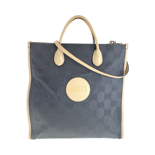 15635
GUCCI グッチ オフザグリッド グレー ベージュ シルバー金具 ナイロン 630355 トートバッグ ショルダーバッグ 2way  レディース ABP54