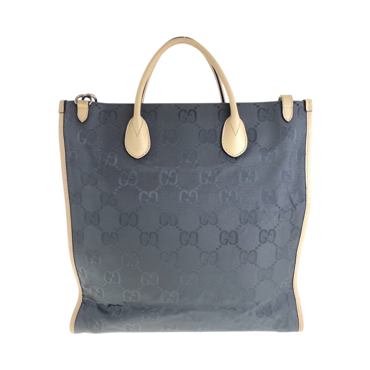 15635
 GUCCI Off the Grid Gray Beige Silver Hardware Nylon 630355 Tote Bag Shoulder Bag 2way Women's
