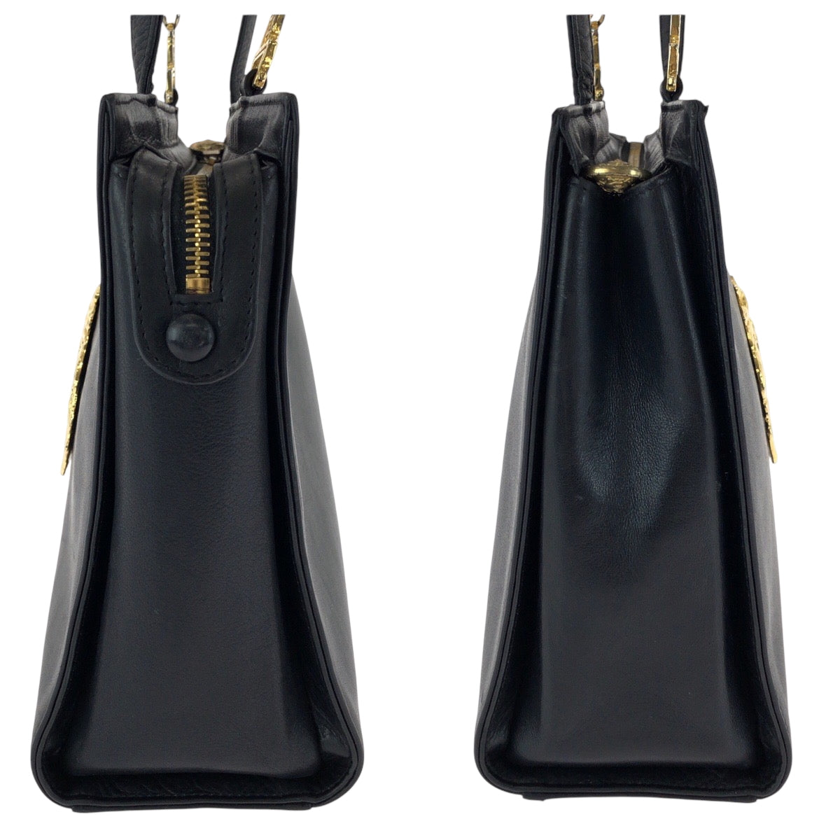 15636
VERSACE ヴェルサーチ ヴィンテージ メデューサ ブラック 黒 ゴールド金具 レザー チェーン ショルダーバッグ 肩掛け  レディース ABP60