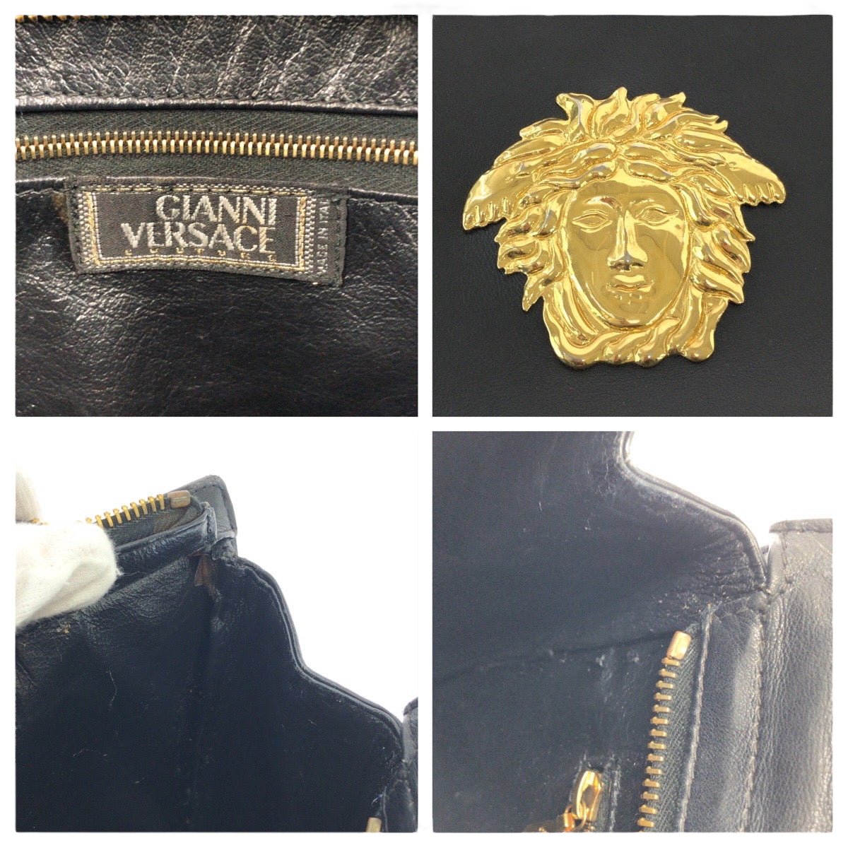 15636
VERSACE ヴェルサーチ ヴィンテージ メデューサ ブラック 黒 ゴールド金具 レザー チェーン ショルダーバッグ 肩掛け  レディース ABP60