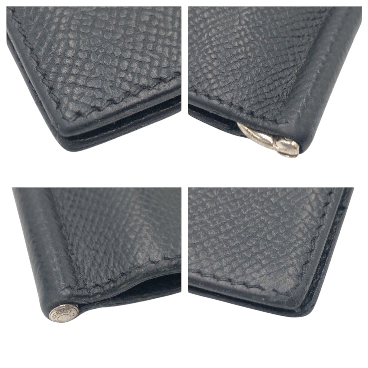 15642
HERMES エルメス ブラック ヴォーエプソン 折財布 札入れ マネークリップ B刻印  メンズ