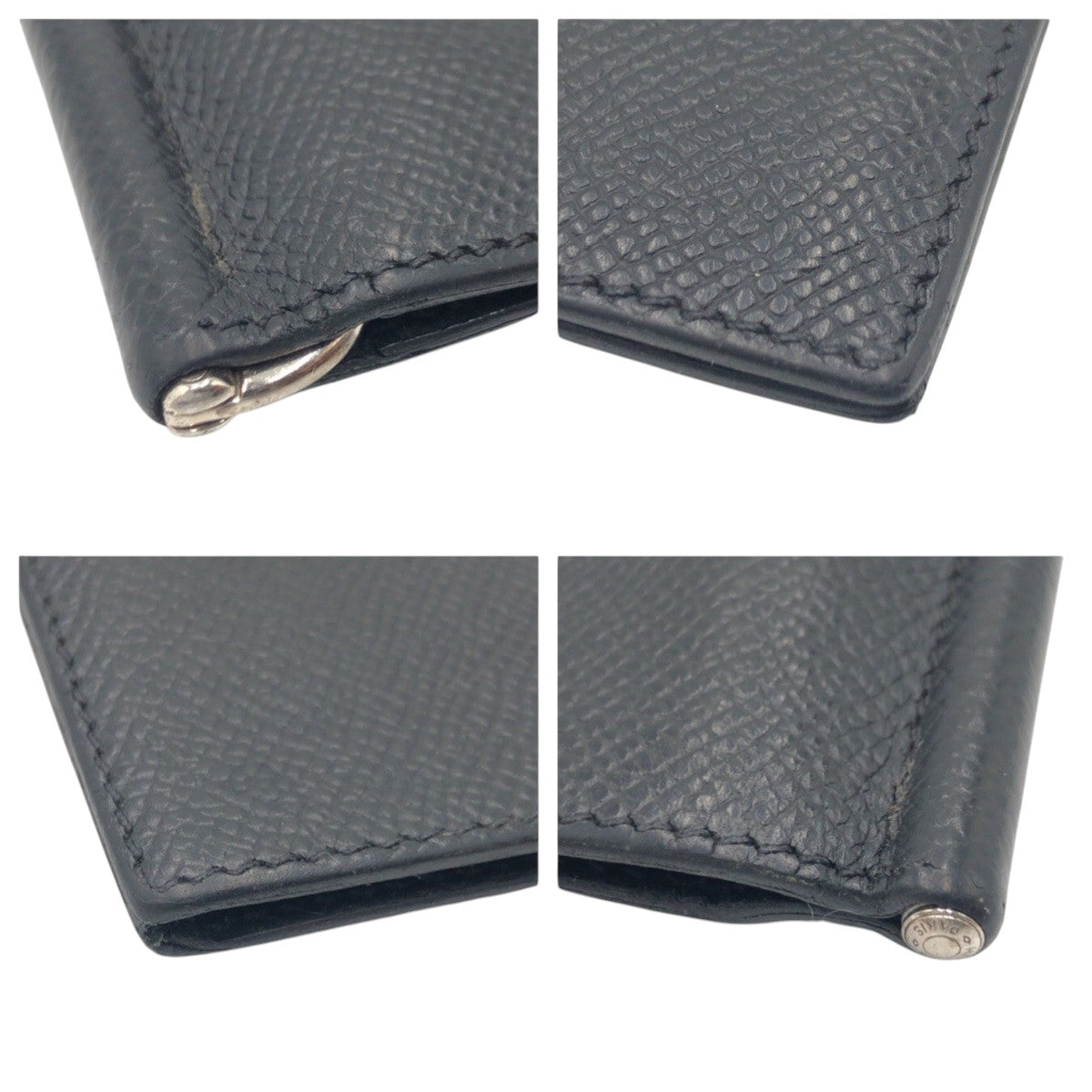 15642
HERMES エルメス ブラック ヴォーエプソン 折財布 札入れ マネークリップ B刻印  メンズ