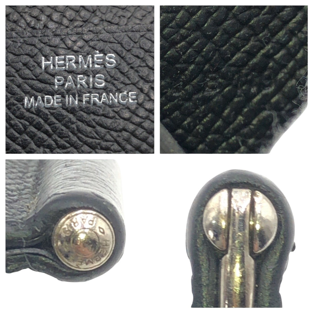 15642
HERMES エルメス ブラック ヴォーエプソン 折財布 札入れ マネークリップ B刻印  メンズ