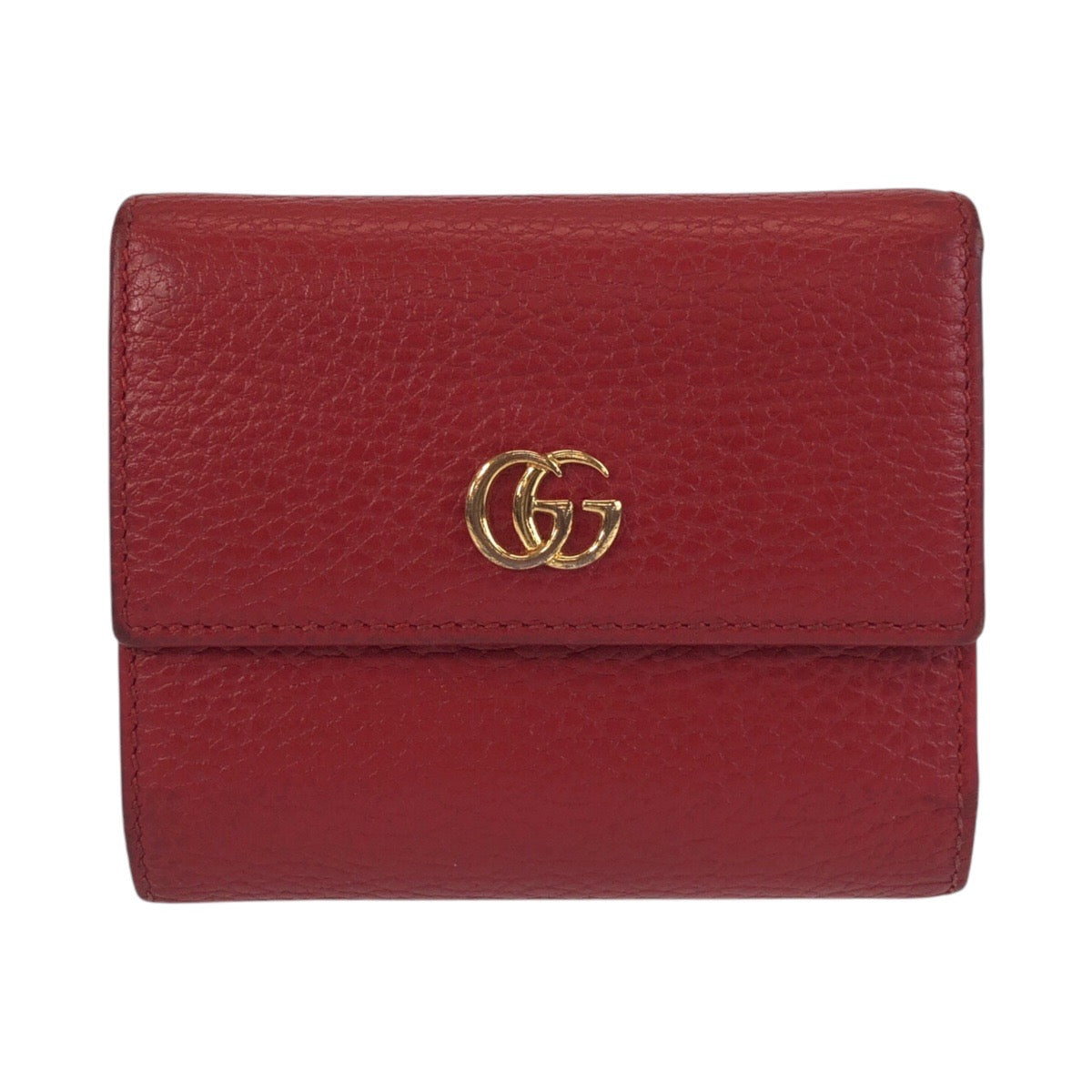 15645
GUCCI グッチ GGマーモント レッド ゴールド金具 レザー 546584 折財布 コンパクトウォレット  レディース