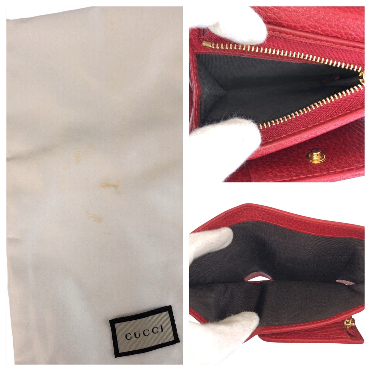 15645
GUCCI グッチ GGマーモント レッド ゴールド金具 レザー 546584 折財布 コンパクトウォレット  レディース
