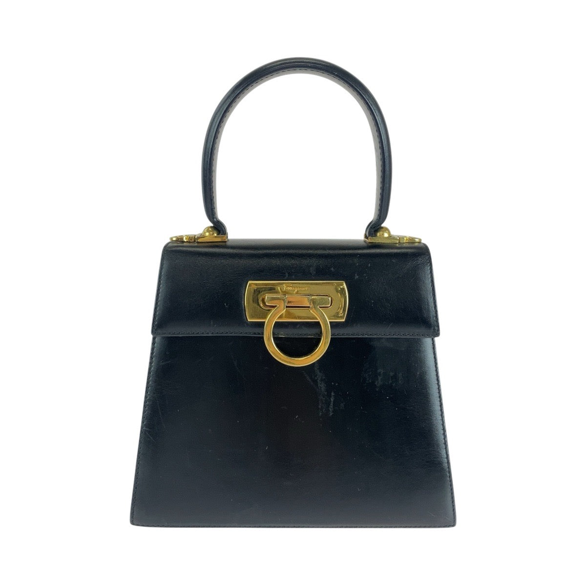 15646
Salvatore Ferragamo サルヴァトーレフェラガモ ガンチーニ ブラック 黒 ゴールド金具 レザー ハンドバッグ  レディース