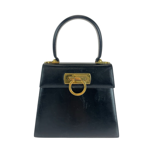 15646
Salvatore Ferragamo サルヴァトーレフェラガモ ガンチーニ ブラック 黒 ゴールド金具 レザー ハンドバッグ  レディース