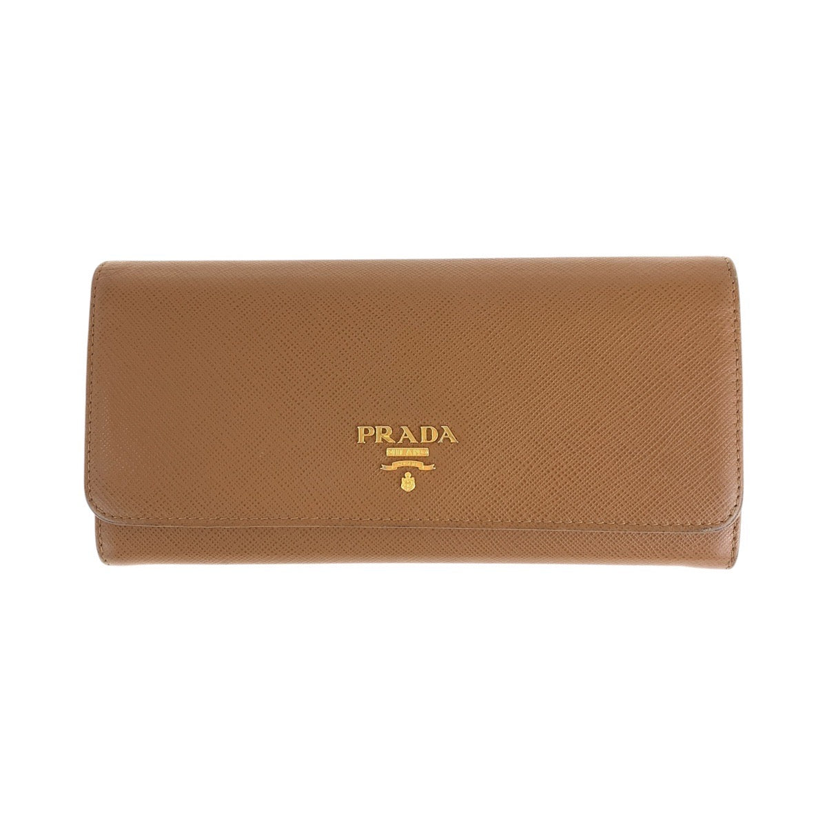 15647
 PRADA Saffiano with card case, brown, camel, gold hardware, leather, long wallet, unisex, women's