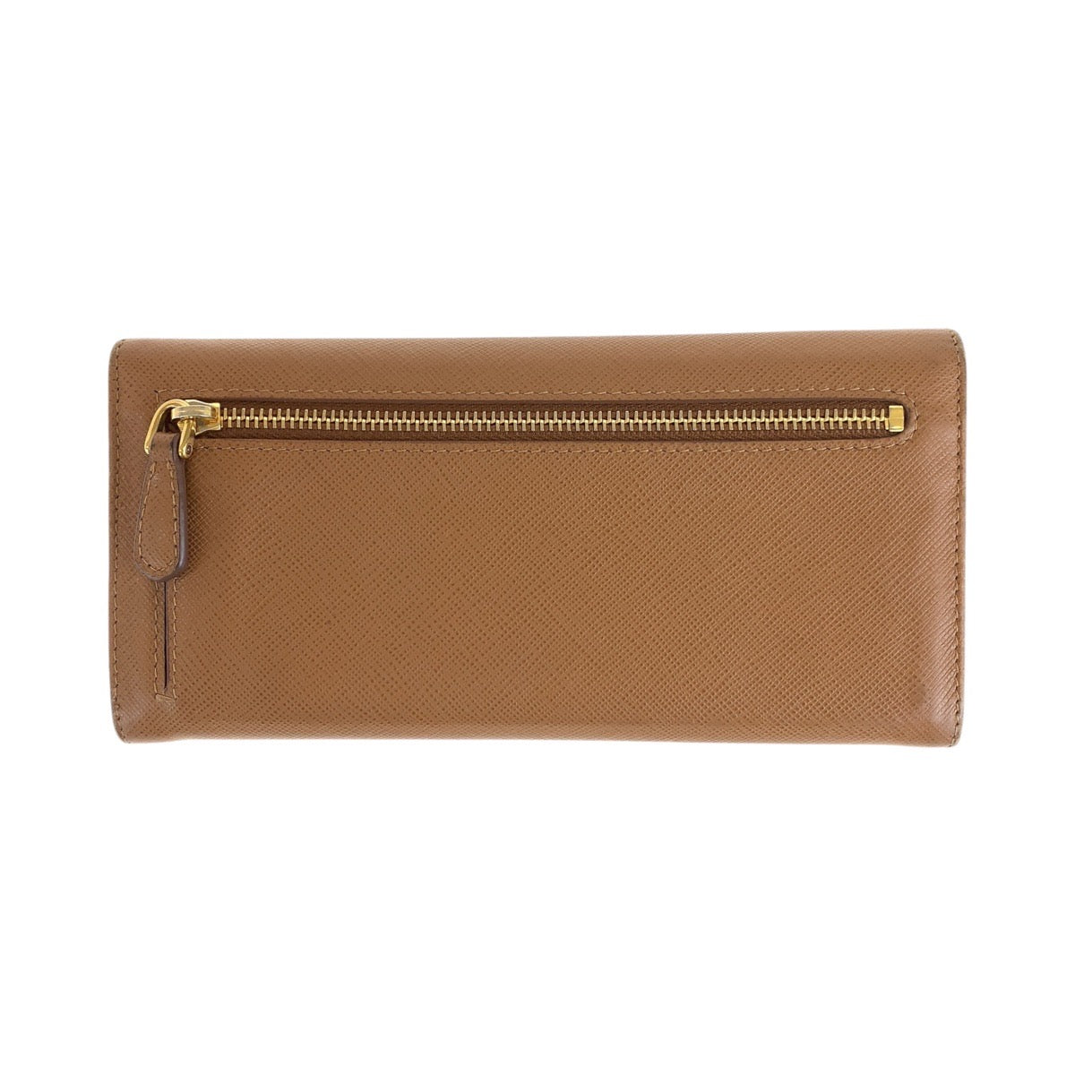 15647
 PRADA Saffiano with card case, brown, camel, gold hardware, leather, long wallet, unisex, women's