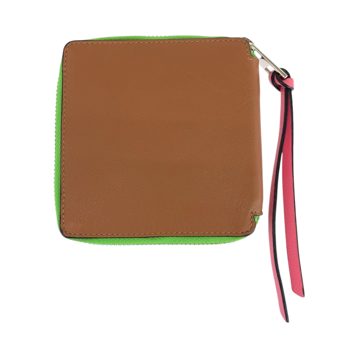 15648
LOEWE ロエベ アナグラム ブラウン グリーン ピンク シルバー金具 レザー 折財布 コンパクトウォレット  レディース