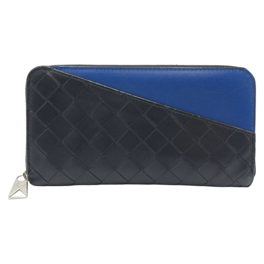15649
BOTTEGAVENETA ボッテガヴェネタ マキシイントレチャート ブラック 黒 ブルー レザー 長財布 ロングウォレット  メンズ