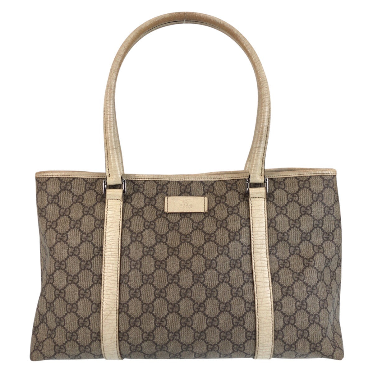15651
GUCCI グッチ ベージュ ホワイト白 GGキャンバス / レザー 114595 トートバッグ ショルダーバッグ  レディース