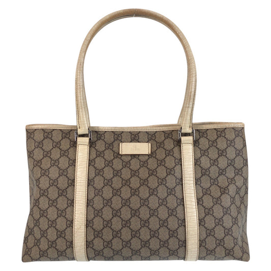 15651
GUCCI グッチ ベージュ ホワイト白 GGキャンバス / レザー 114595 トートバッグ ショルダーバッグ  レディース