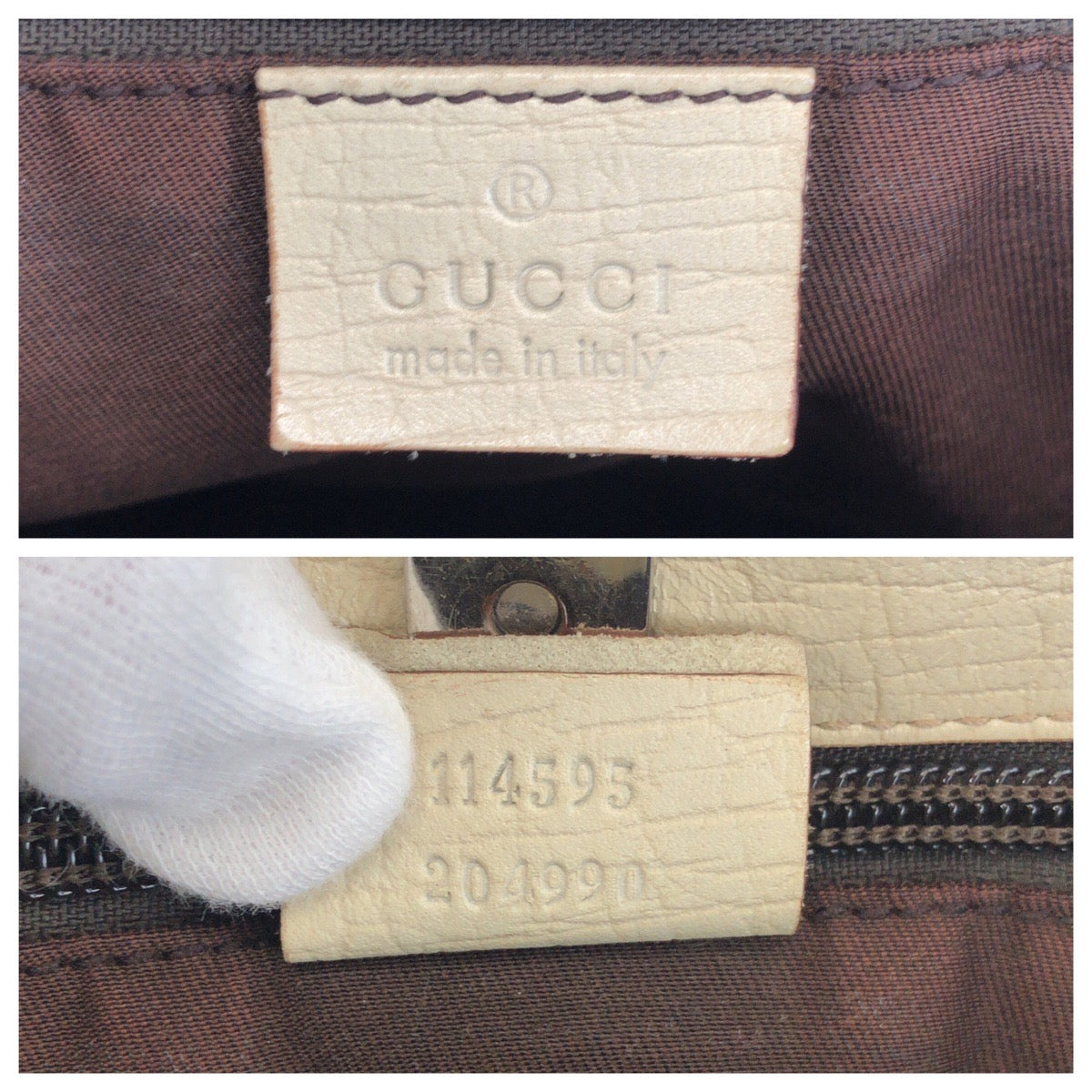 15651
GUCCI グッチ ベージュ ホワイト白 GGキャンバス / レザー 114595 トートバッグ ショルダーバッグ  レディース