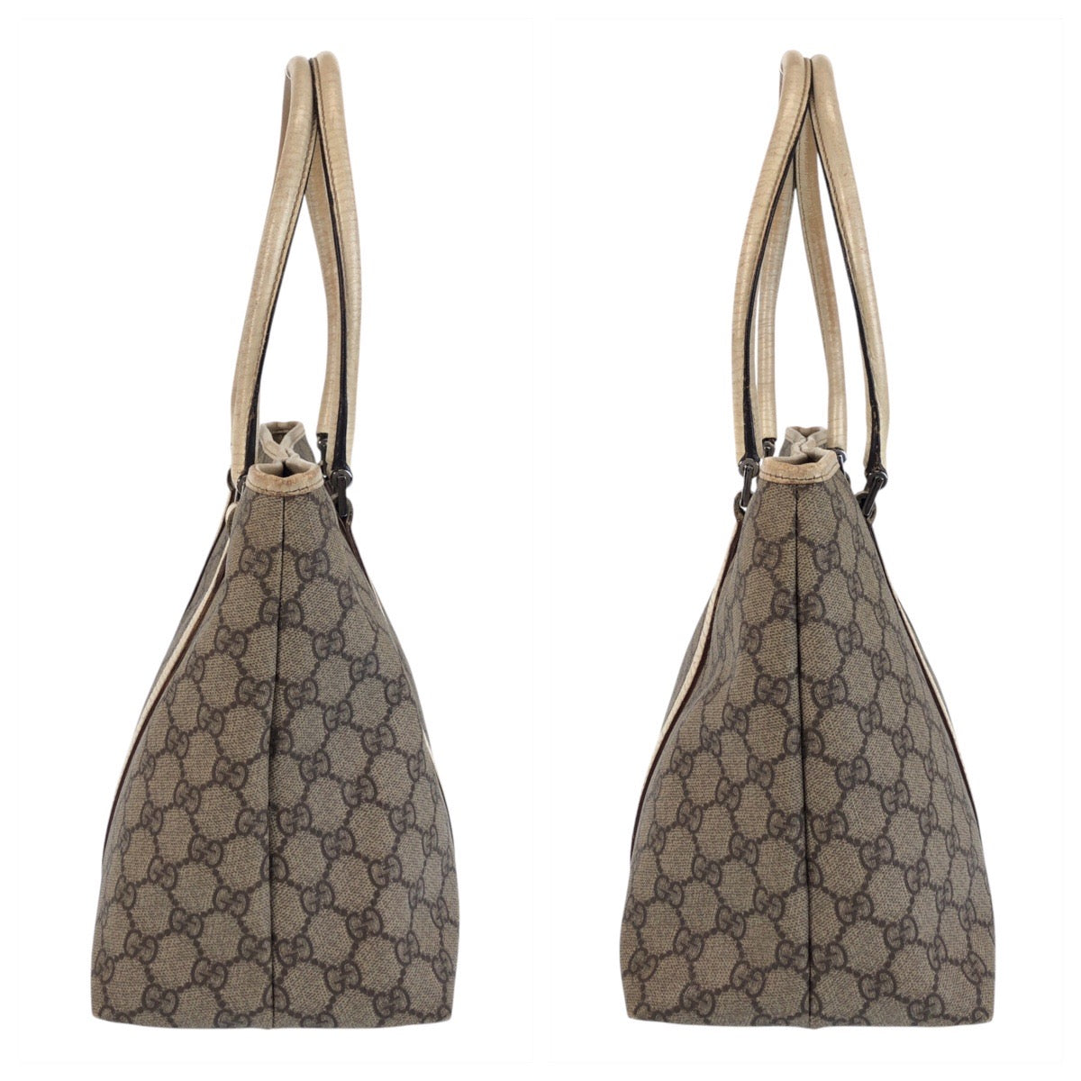 15651
GUCCI グッチ ベージュ ホワイト白 GGキャンバス / レザー 114595 トートバッグ ショルダーバッグ  レディース