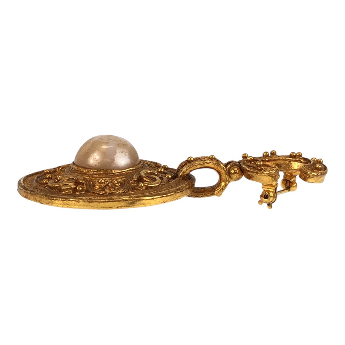 15653
CHANEL シャネル ココマーク ゴールド メッキ / フェイクパール ブローチ  レディース