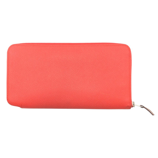 15656
 HERMES Azap Long Silk In Orange Epsom Leather Long Wallet C Stamp Women's