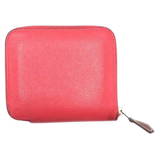 15657
 HERMES Hermes Azap Compact Silk In Pink Veau Epsom Bi-fold Wallet Compact Wallet A Stamped Women's