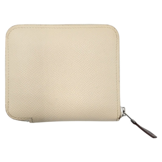 15658
 HERMES Azap Compact Silk In Beige Epsom Bi-fold Wallet Compact Wallet Z Stamped Women's