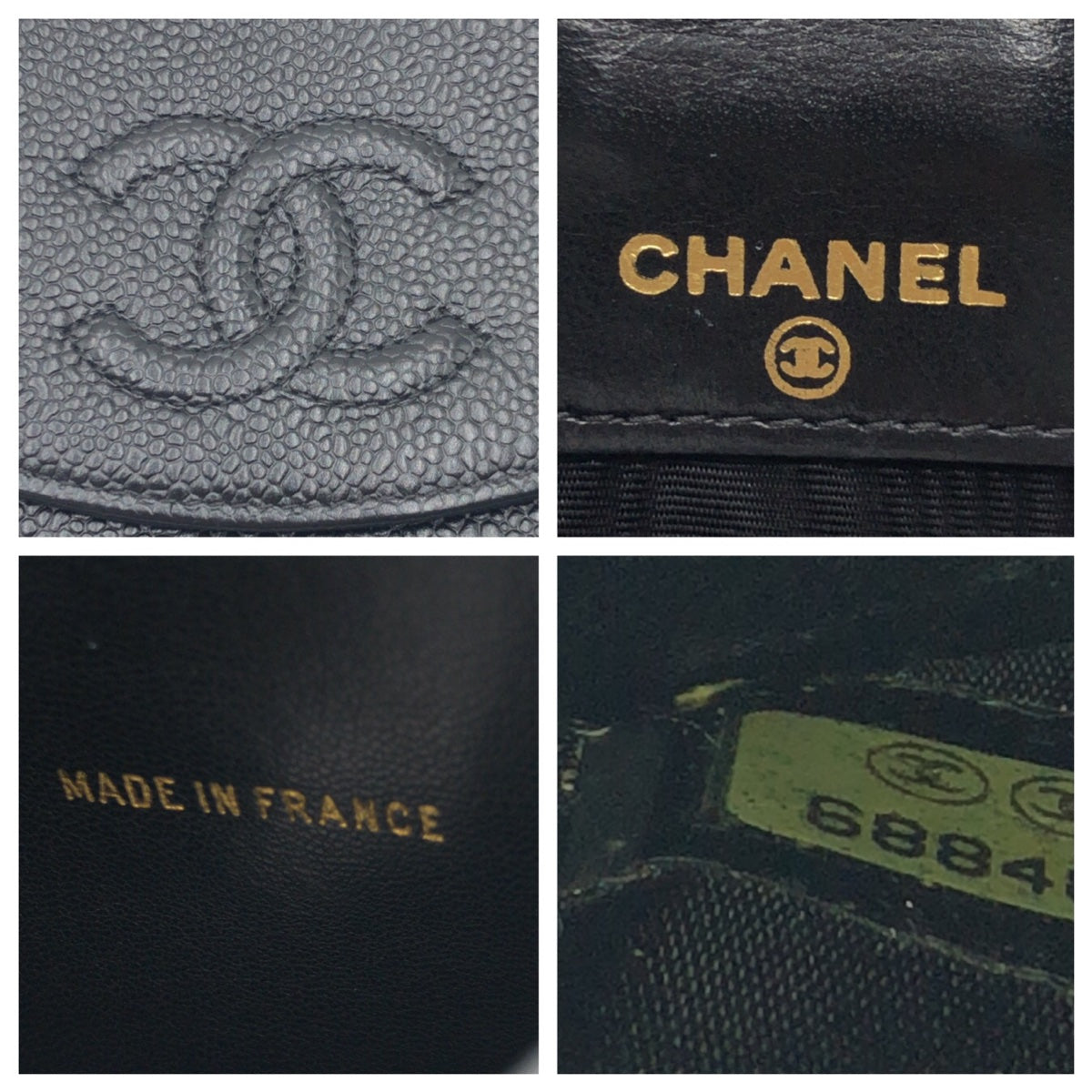 15663
CHANEL シャネル ココマーク ブラック キャビアスキン 二つ折り財布 折財布 コンパクトウォレット  レディース