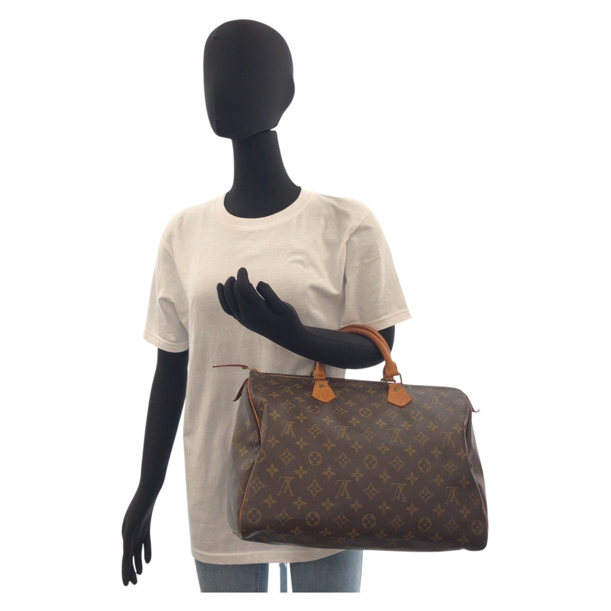 15666
LOUIS VUITTON ルイヴィトン モノグラム スピーディ35 ブラウン ゴールド金具 PVC / レザー M41524 ハンドバッグ ボストンバッグ  レディース