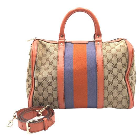 15669
GUCCI グッチ シェリーライン ブラウン オレンジ パープル GGキャンバス C967639 ボストンバッグ ミニボストンバッグ 2WAY  レディース