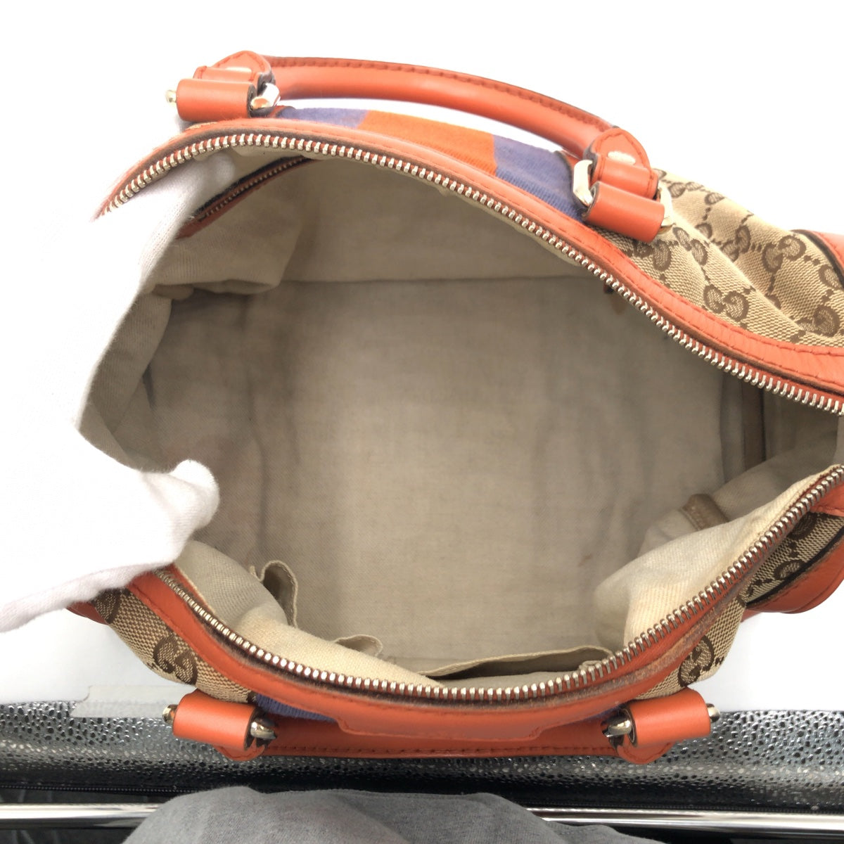 15669
GUCCI グッチ シェリーライン ブラウン オレンジ パープル GGキャンバス C967639 ボストンバッグ ミニボストンバッグ 2WAY  レディース