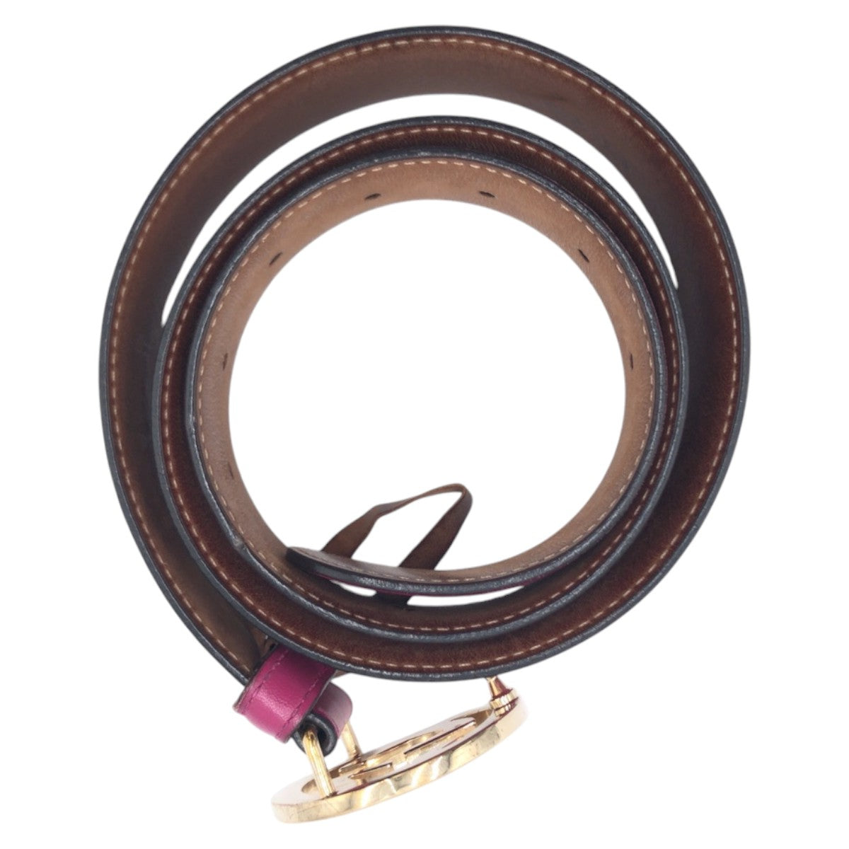 15670
GUCCI グッチ インターロッキングG パープル ゴールド レザー 370543 AP00G ベルト  レディース