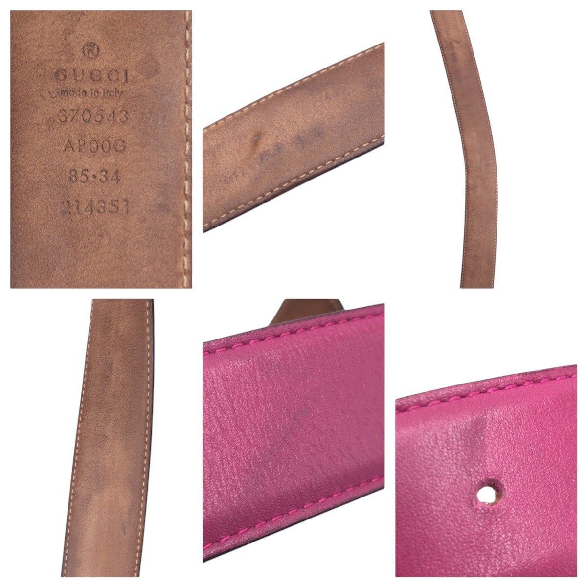 15670
GUCCI グッチ インターロッキングG パープル ゴールド レザー 370543 AP00G ベルト  レディース
