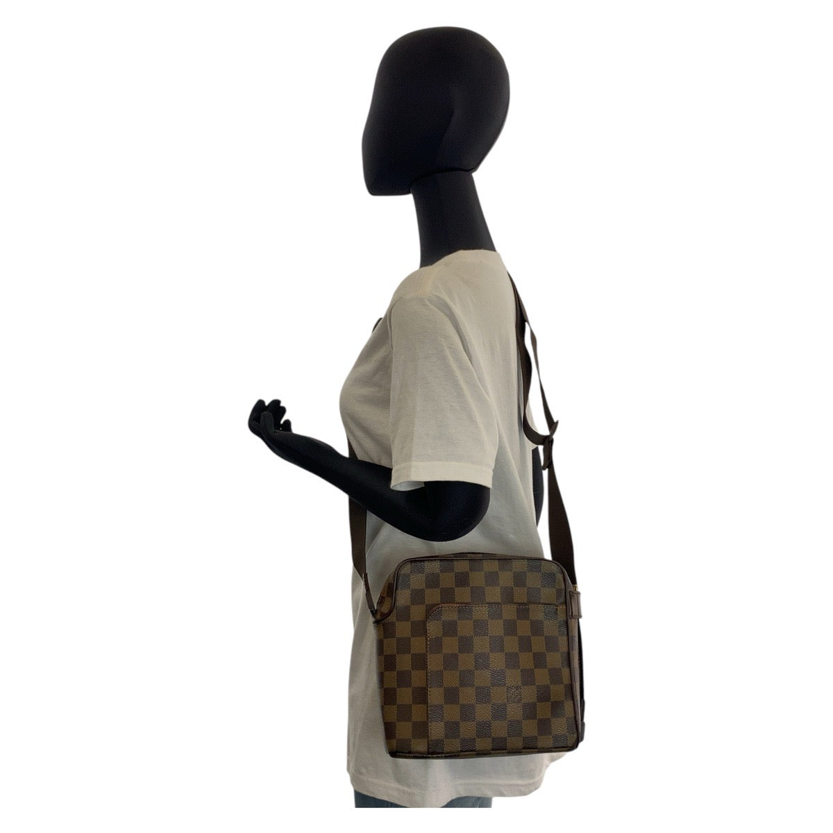 15679
LOUIS VUITTON ルイヴィトン ダミエ オラフ ブラウン ゴールド金具 PVC N41442 ショルダーバッグ ポシェット  レディース