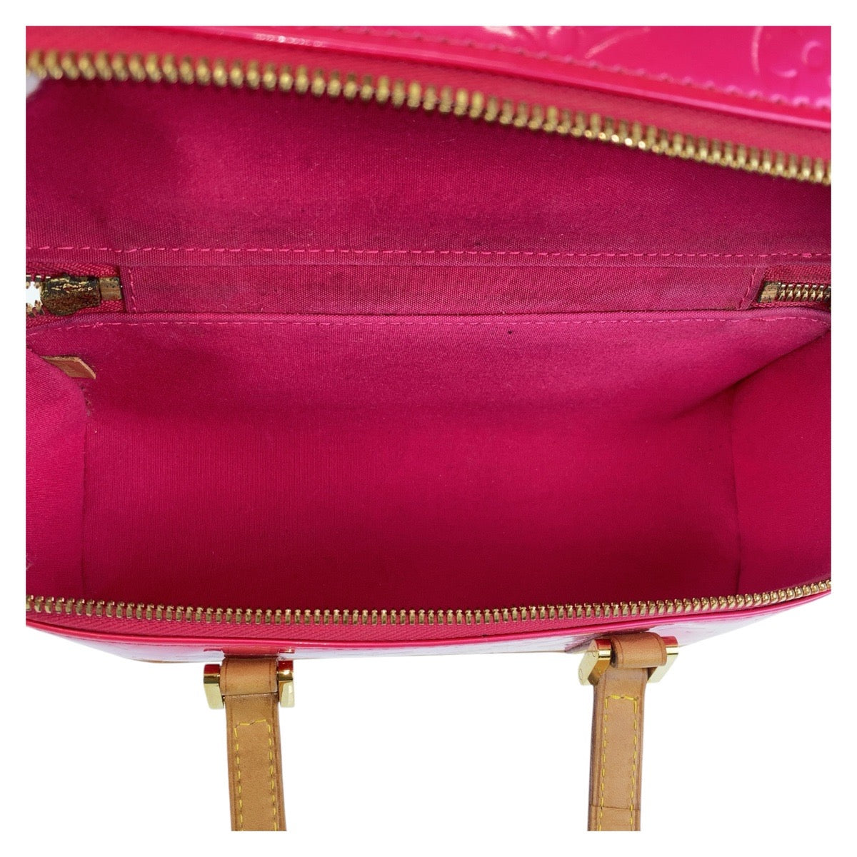 15682
 LOUIS VUITTON Vernis Sullivan Horizontal GM Fuchsia Pink Gold Hardware Patent Leather M91267 Handbag Accessory Pouch Women's