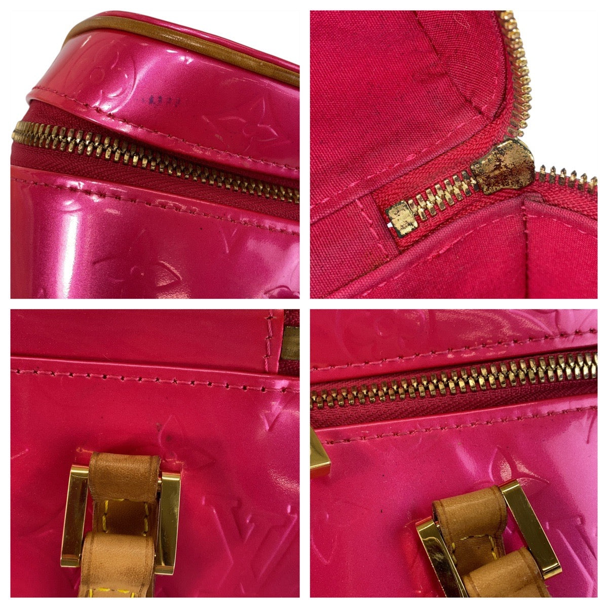 15682
 LOUIS VUITTON Vernis Sullivan Horizontal GM Fuchsia Pink Gold Hardware Patent Leather M91267 Handbag Accessory Pouch Women's