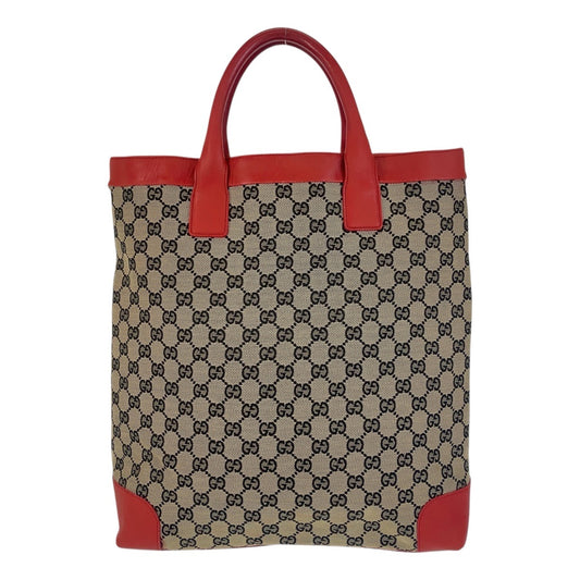 15683
GUCCI グッチ ベージュ レッド GGキャンバス / レザー 002 1121 トートバッグ  レディース