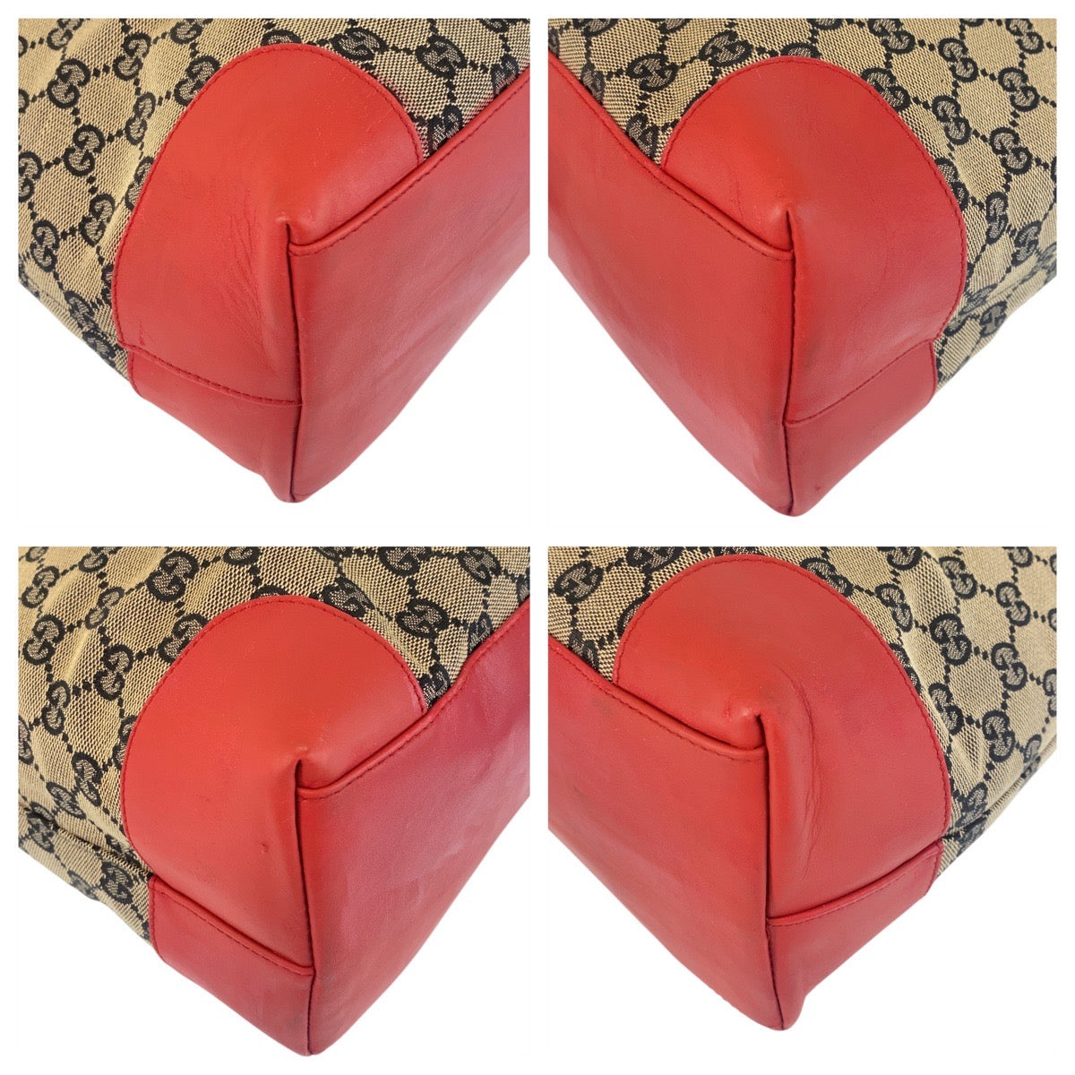 15683
GUCCI グッチ ベージュ レッド GGキャンバス / レザー 002 1121 トートバッグ  レディース