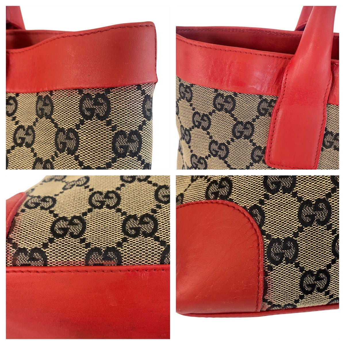 15683
GUCCI グッチ ベージュ レッド GGキャンバス / レザー 002 1121 トートバッグ  レディース