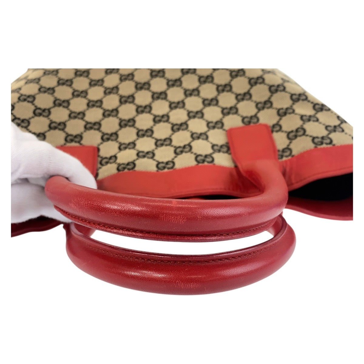 15683
GUCCI グッチ ベージュ レッド GGキャンバス / レザー 002 1121 トートバッグ  レディース