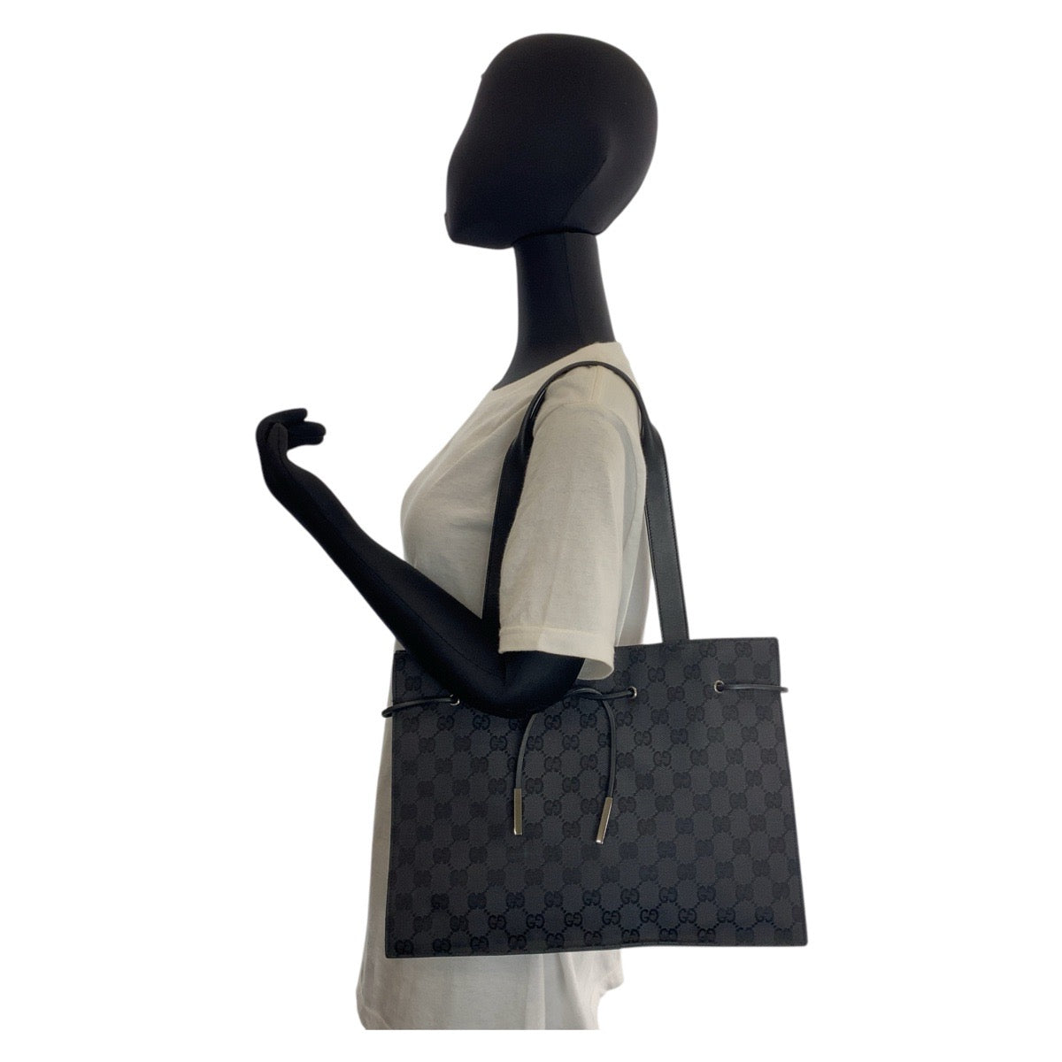 15684
GUCCI グッチ ブラック 黒 シルバー金具 GGキャンバス / レザー 002 1053 トートバッグ ショルダーバッグ  レディース ABP30