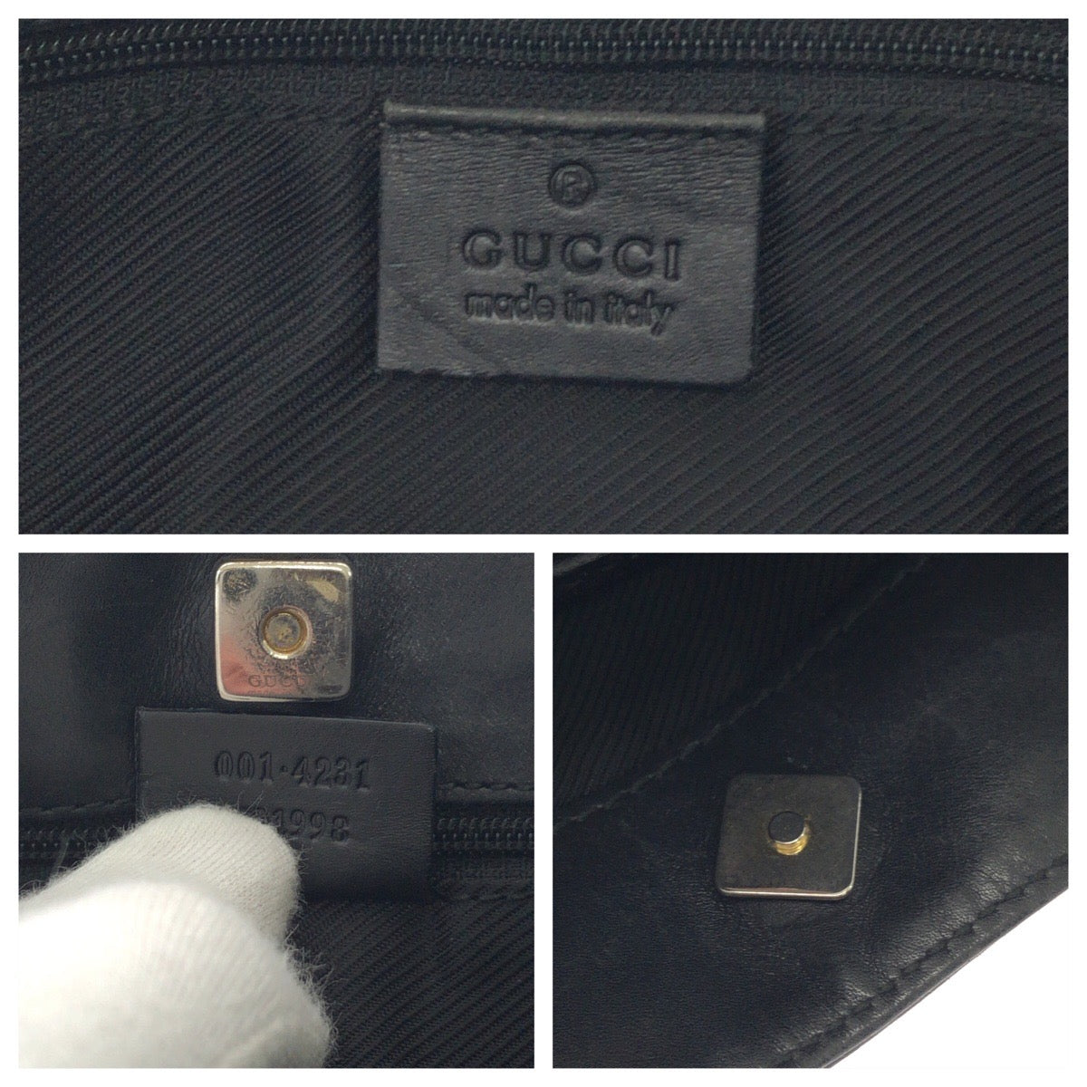 15685
GUCCI グッチ ブラック シルバー金具 GGキャンバス 001 4231 ショルダーバッグ ハンドバッグ  レディース