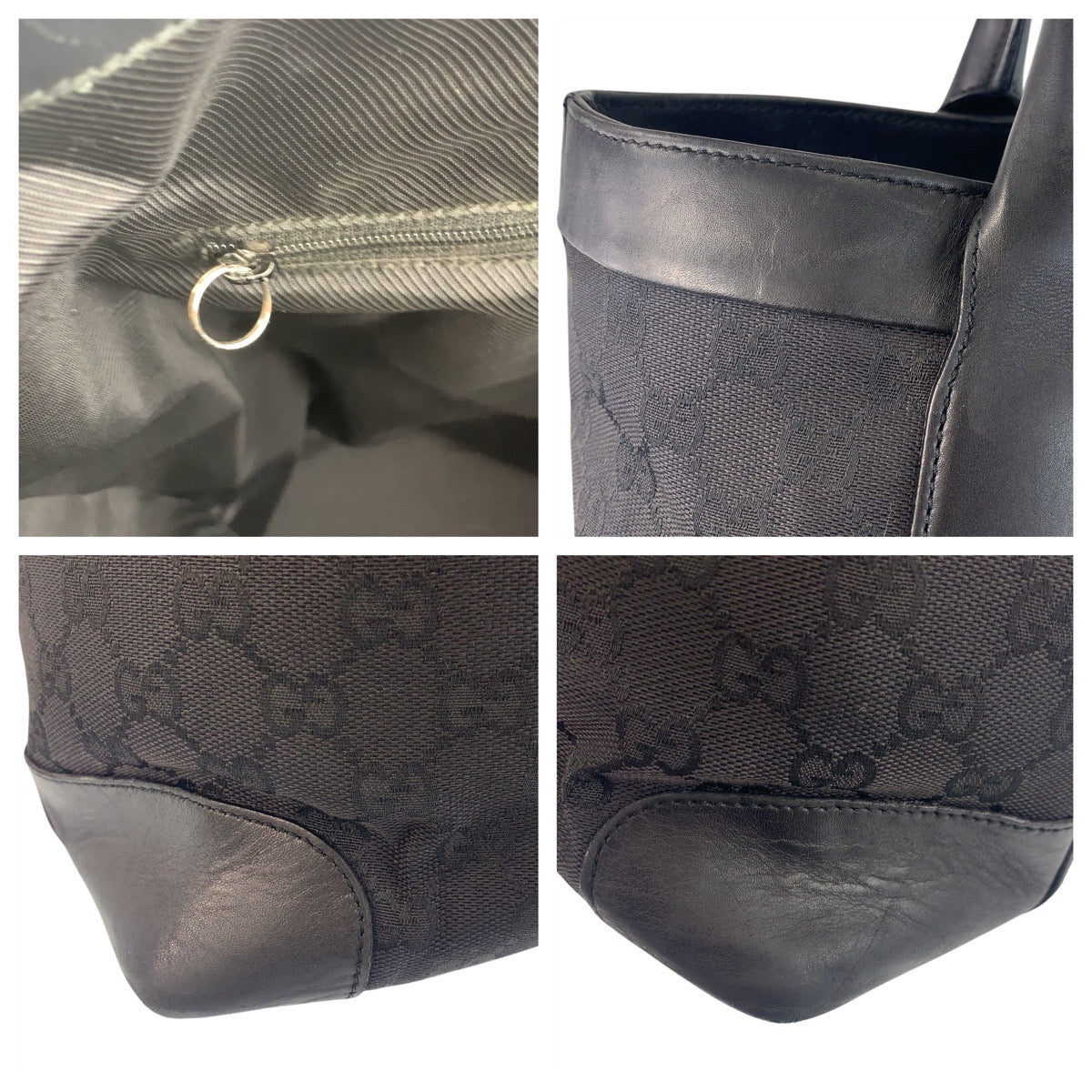 15686
GUCCI グッチ ブラック 黒 GGキャンバス / レザー 002 1121 トートバッグ  レディース AB20