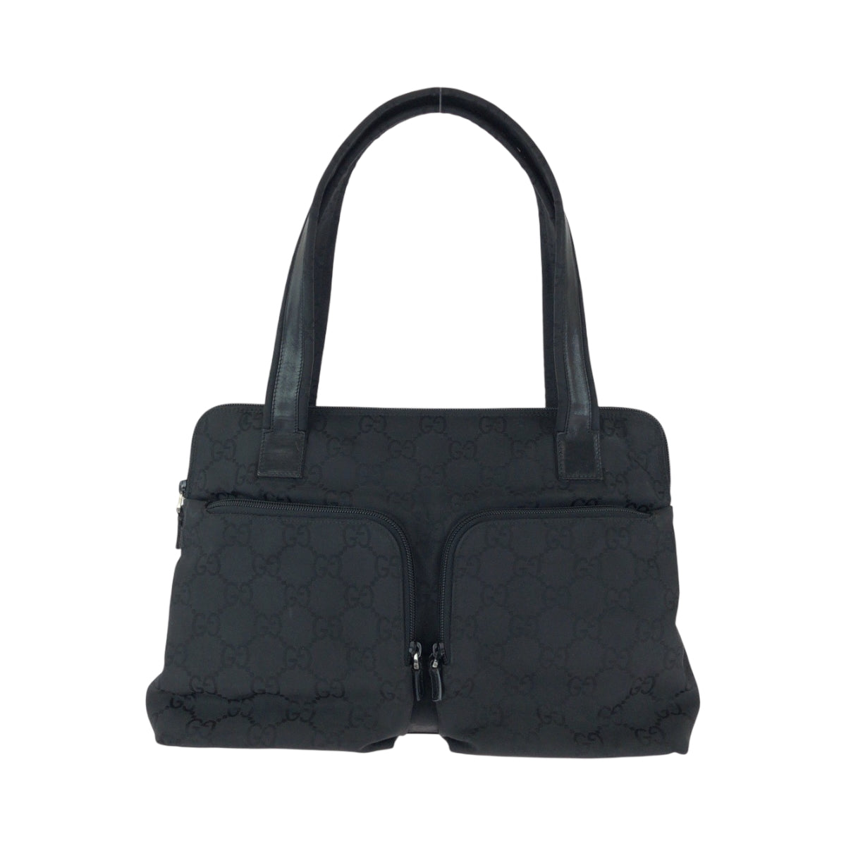 15687
GUCCI グッチ ブラック シルバー金具 ナイロン / レザー 001 3705 トートバッグ ハンドバッグ ショルダーバッグ  レディース