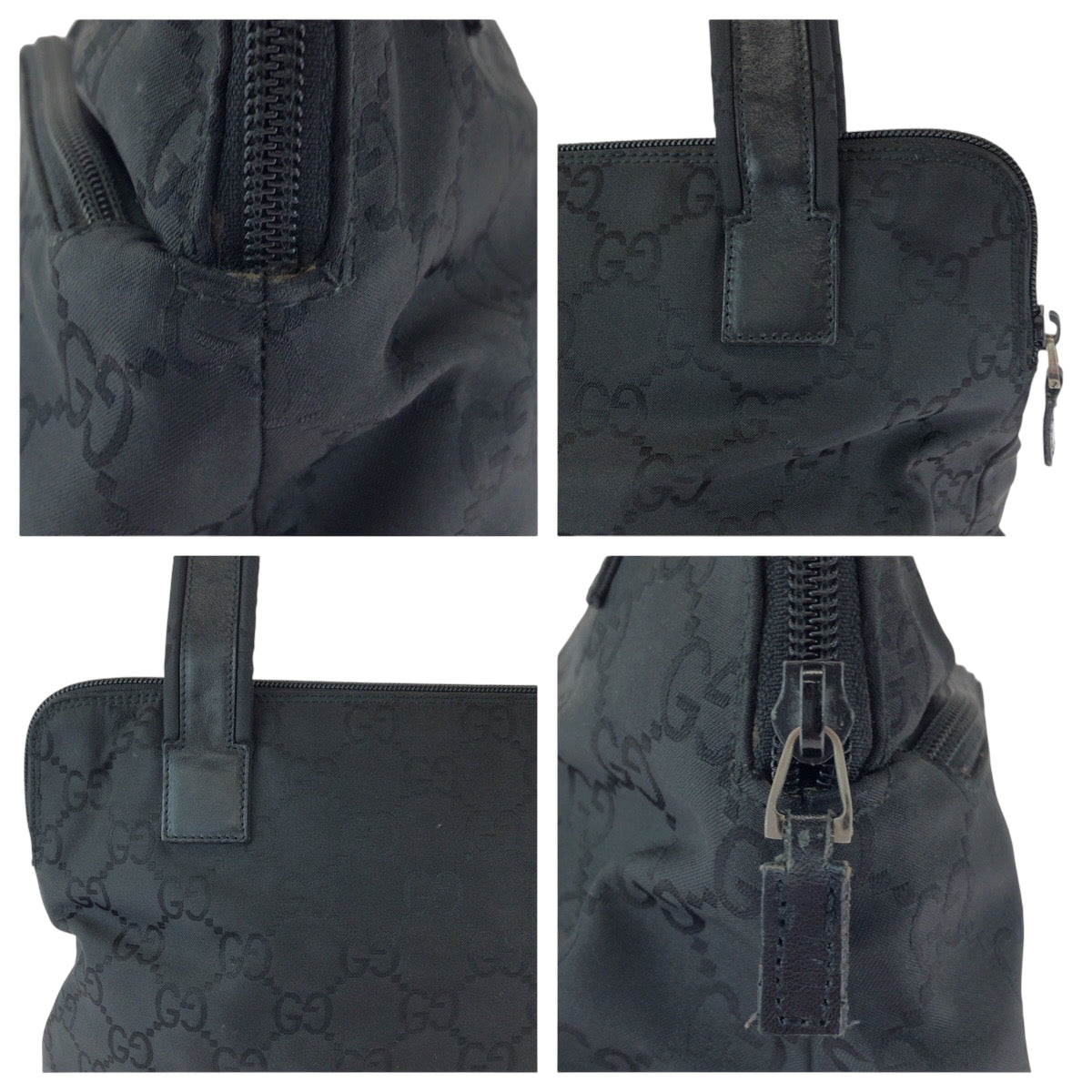 15687
GUCCI グッチ ブラック シルバー金具 ナイロン / レザー 001 3705 トートバッグ ハンドバッグ ショルダーバッグ  レディース
