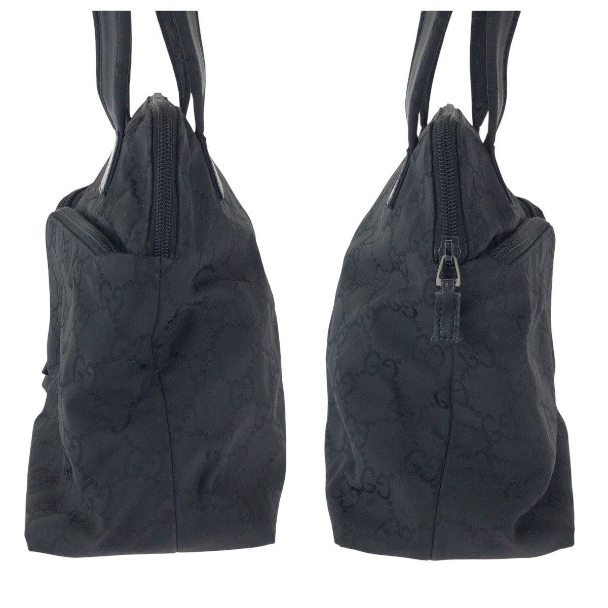 15687
GUCCI グッチ ブラック シルバー金具 ナイロン / レザー 001 3705 トートバッグ ハンドバッグ ショルダーバッグ  レディース