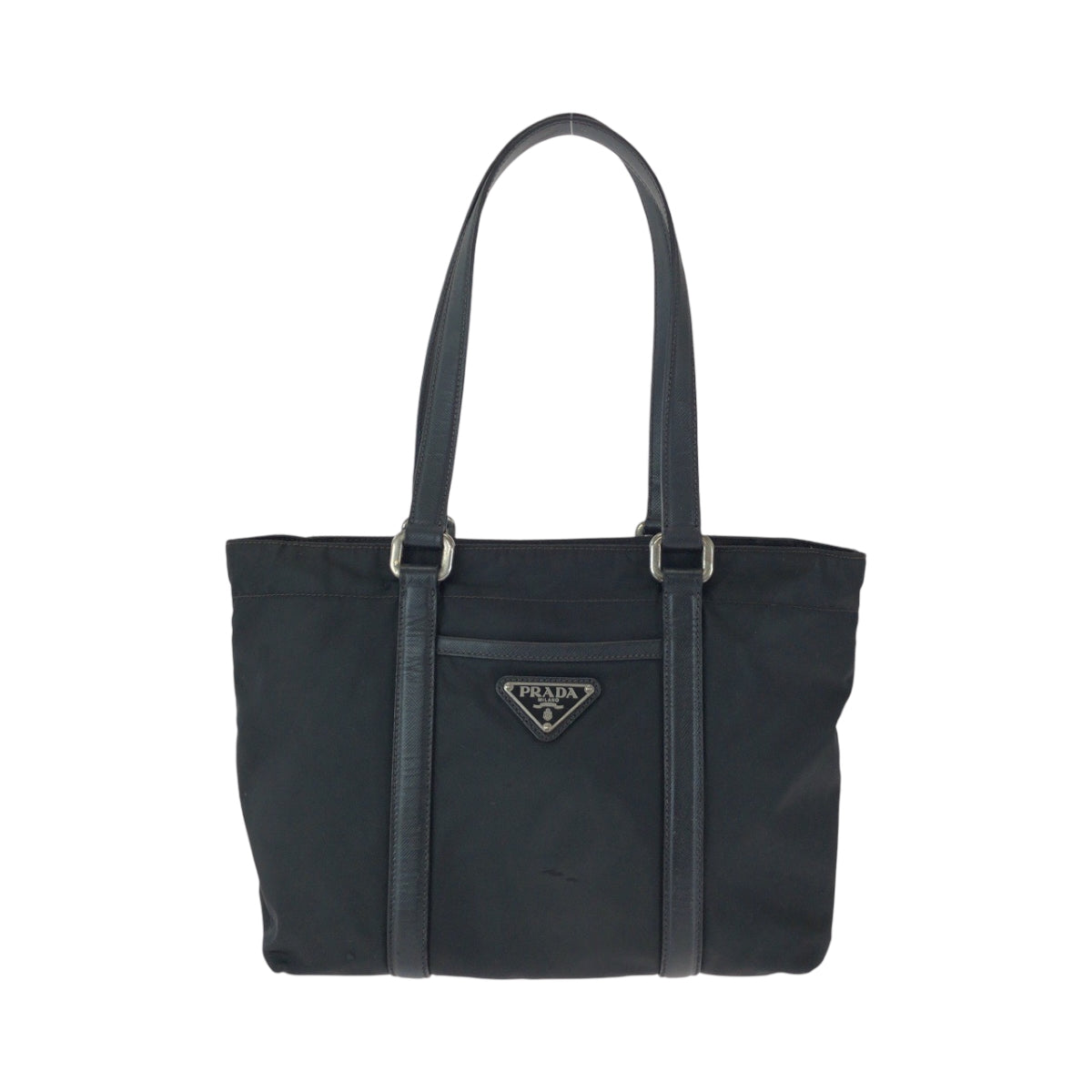 15689
PRADA プラダ テスート 三角ロゴプレート ブラック シルバー金具 ナイロン BR2288 ハンドバッグ トートバッグ  レディース AB22