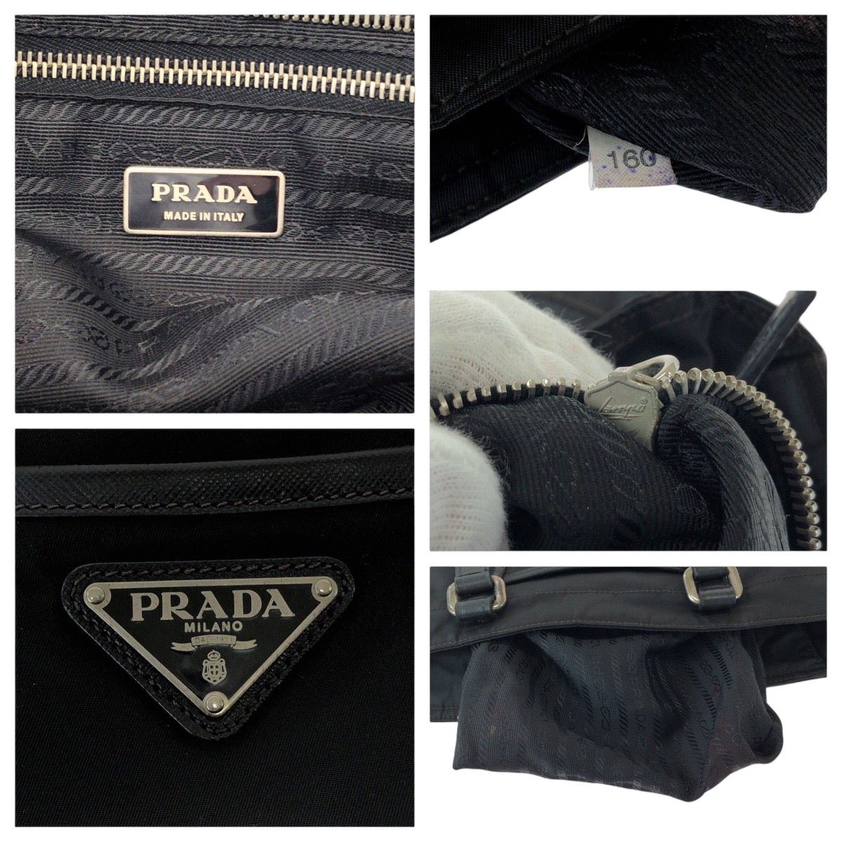 15689
PRADA プラダ テスート 三角ロゴプレート ブラック シルバー金具 ナイロン BR2288 ハンドバッグ トートバッグ  レディース AB22