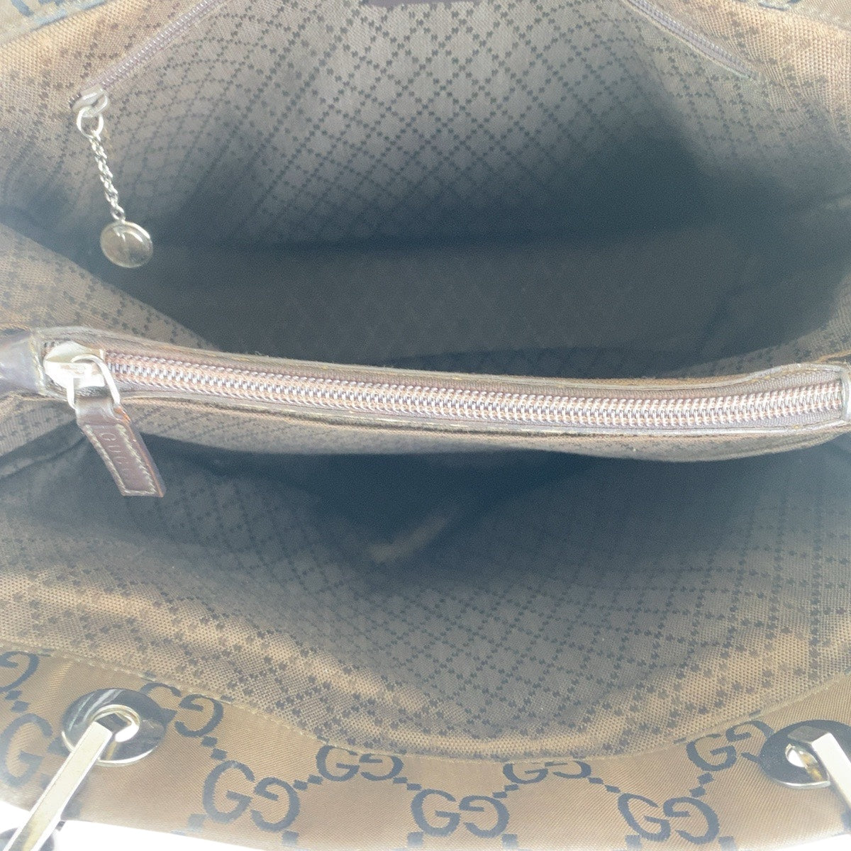 15693
GUCCI グッチ バンブー ブラウン ブラック シルバー金具 GGキャンバス 002 1010 トートバッグ ハンドバッグ  レディース
