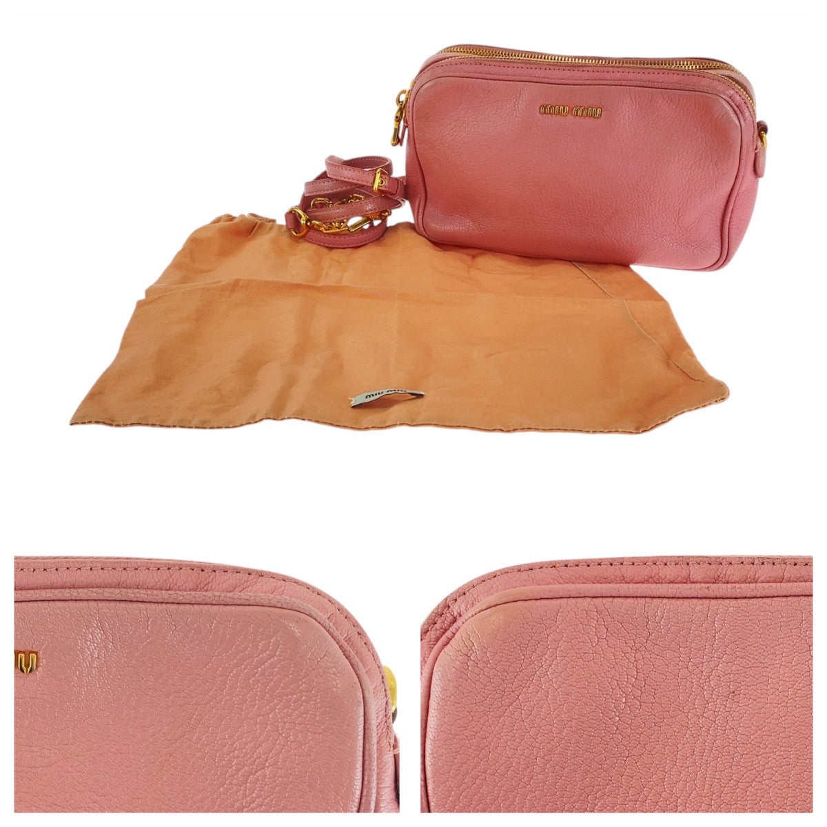 15696
MIUMIU ミュウミュウ マドラス ピンク ブラック 黒 ゴールド金具 レザー ショルダーバッグ クラッチバッグ  レディース